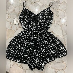 NBD Black with white sequins romper